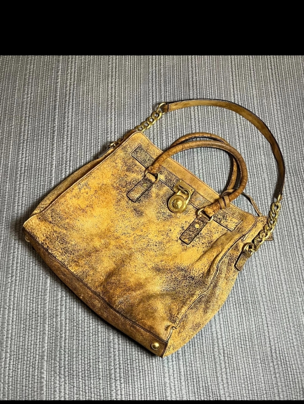 Michael Kors East West Hampton Tote Bag MK Signature Canvas Brown Shoulder Bag